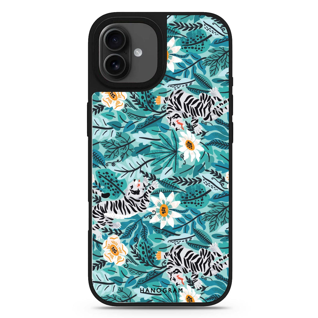 Tiger & Floral iPhone 17 mirror case