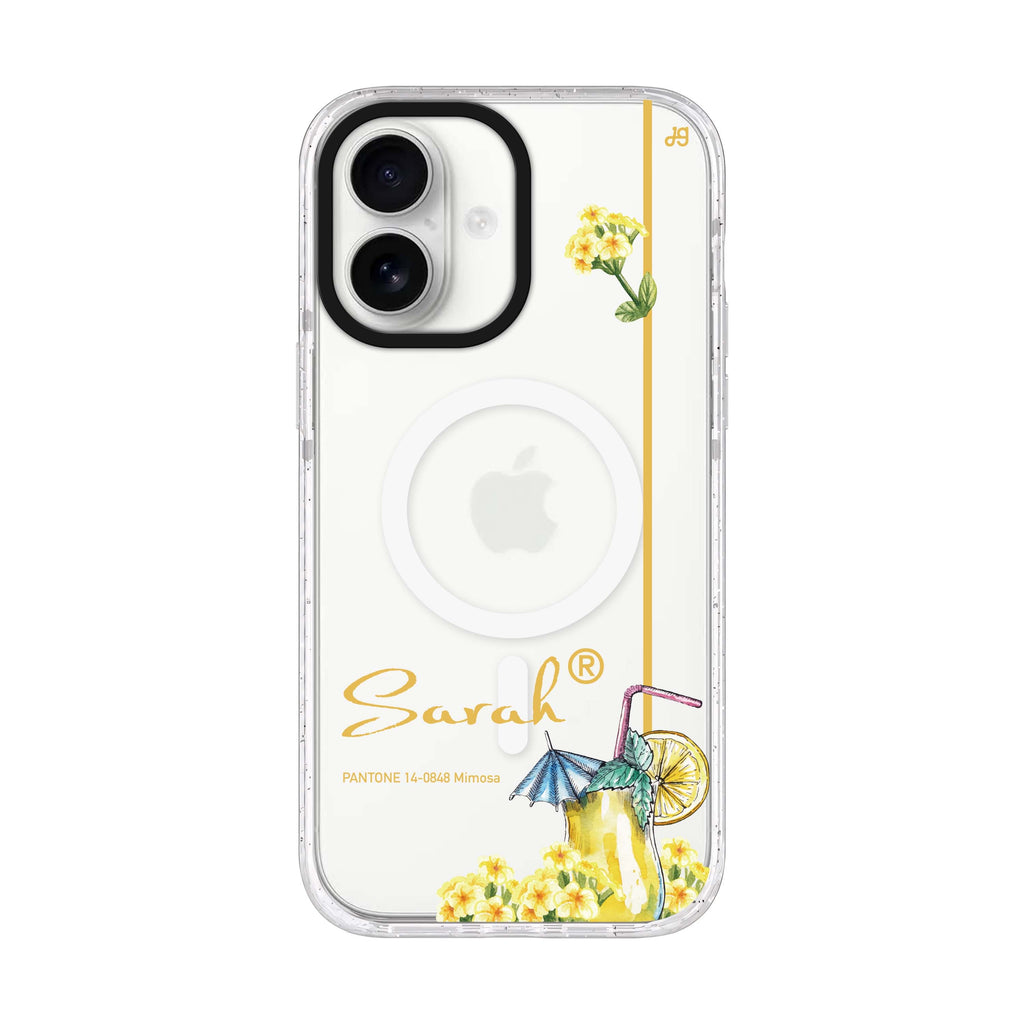 #14-0848 Mimosa II personalized name iPhone 17 ultra clear MagSafe case, front product view