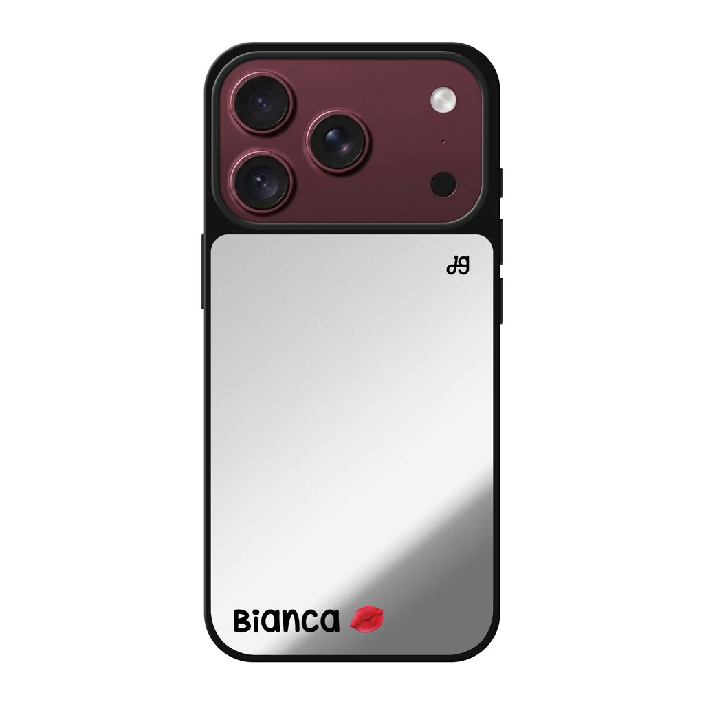 A Kiss personalized name valentines romantic iPhone 18 Pro Max mirror case