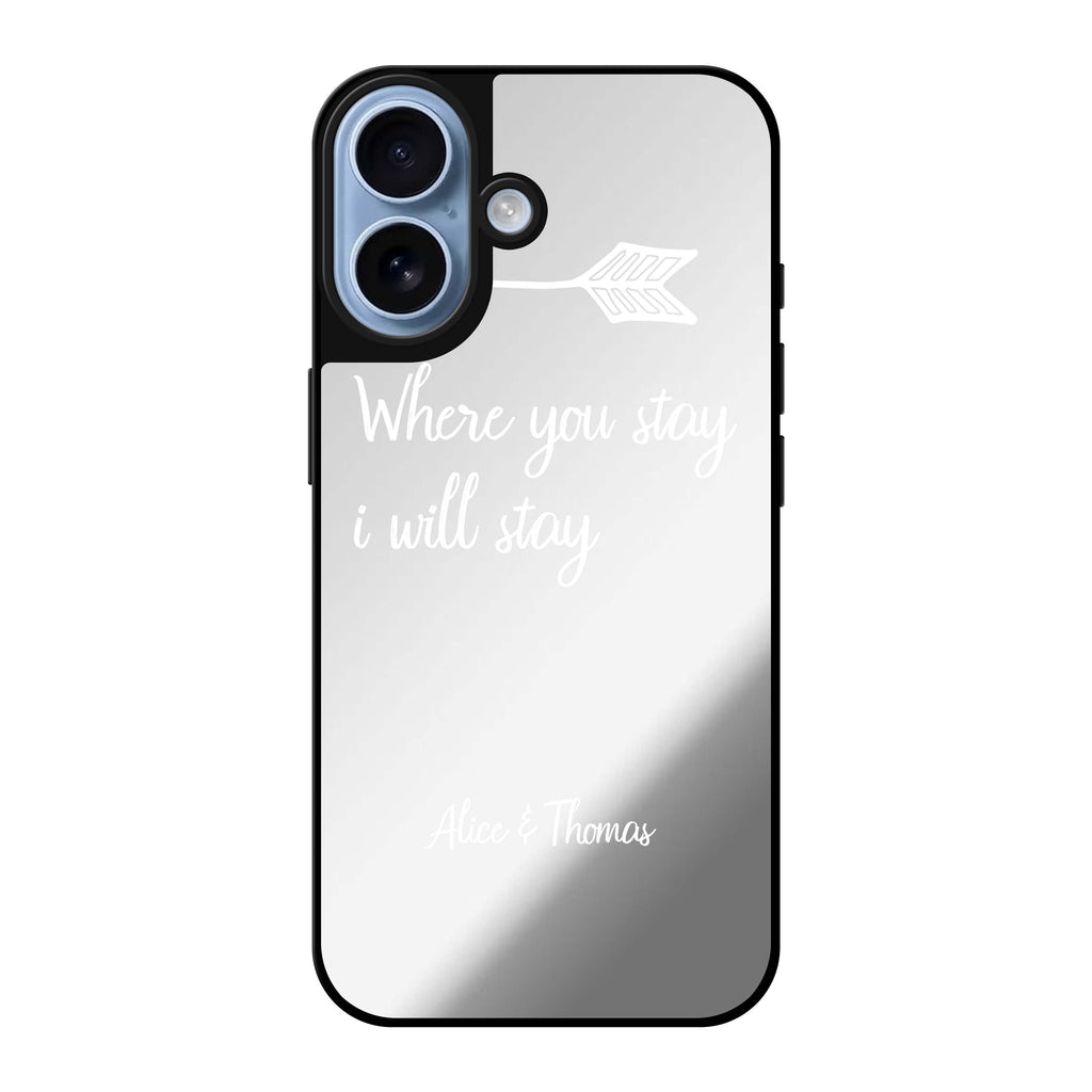 Reflective iPhone 16 Mirror Case –Always love together Design