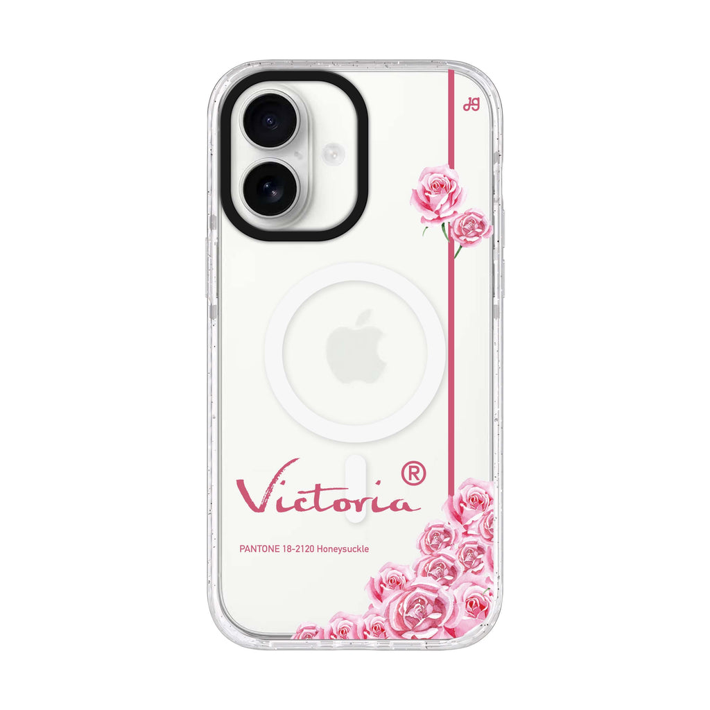 #18-2120 Honeysuckle II personalized name iPhone 17 ultra clear MagSafe case, front product view
