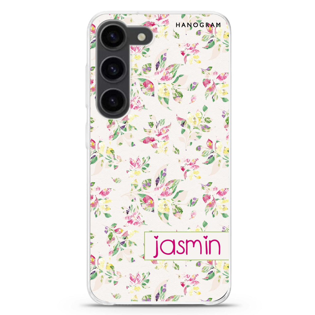 Floral Rain personalized ultra-clear case for Samsung Galaxy S23/S22, front view
