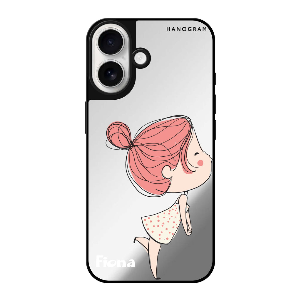 Reflective iPhone 16 Mirror Case –Cute girl kissing Design
