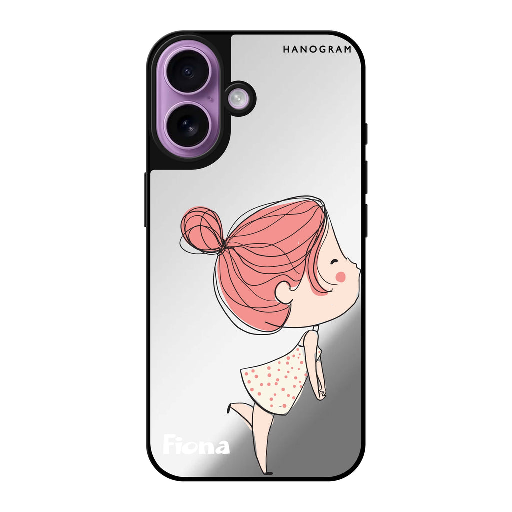 Reflective iPhone 16 Mirror Case –Cute girl kissing Design