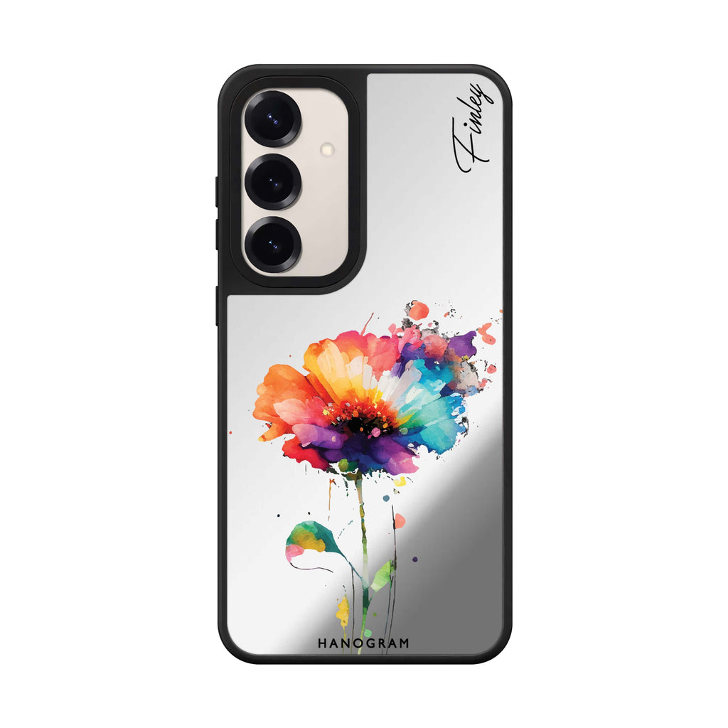 Custom name A Beautiful Watercolour Flower Samsung Galaxy mirror case front view