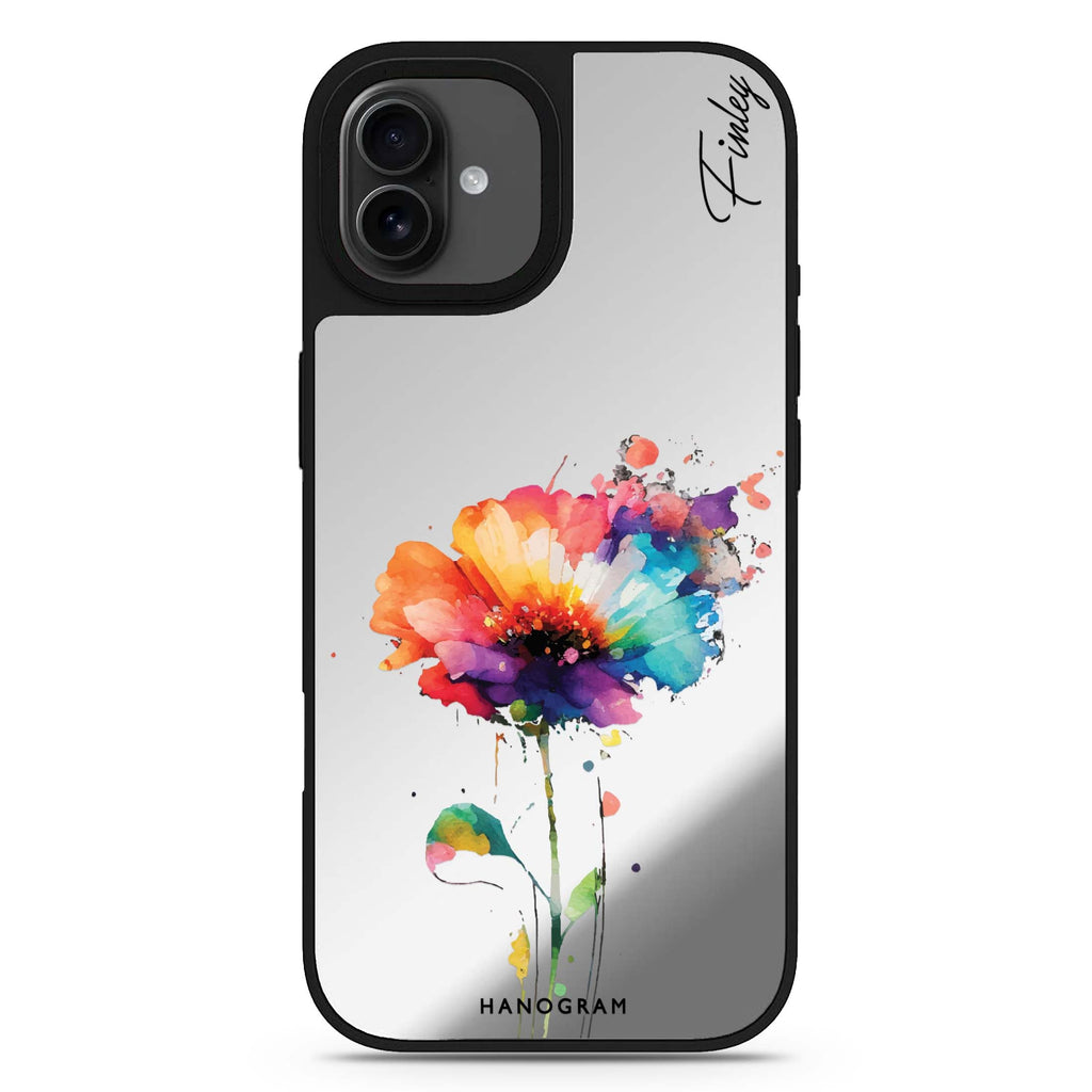 A Beautiful Watercolour Flower personalized name watercolor floral abstract art iPhone 17 mirror case