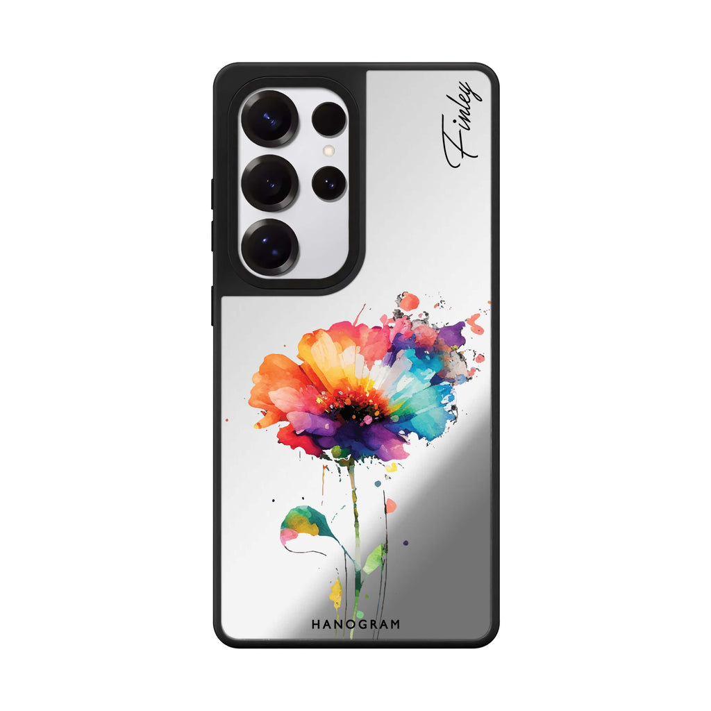 Custom A Beautiful Watercolour Flower Samsung Galaxy S25 S24 S23 Ultra mirror case, front view