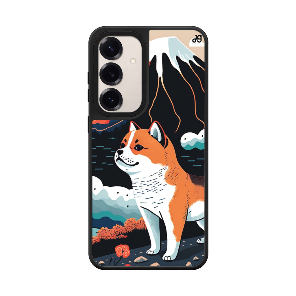 Shiba Inu with Fuji Mountain Samsung Galaxy mirror case front view
