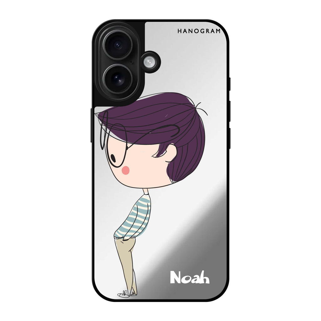 Reflective iPhone 16 Mirror Case –Boy kissing Design