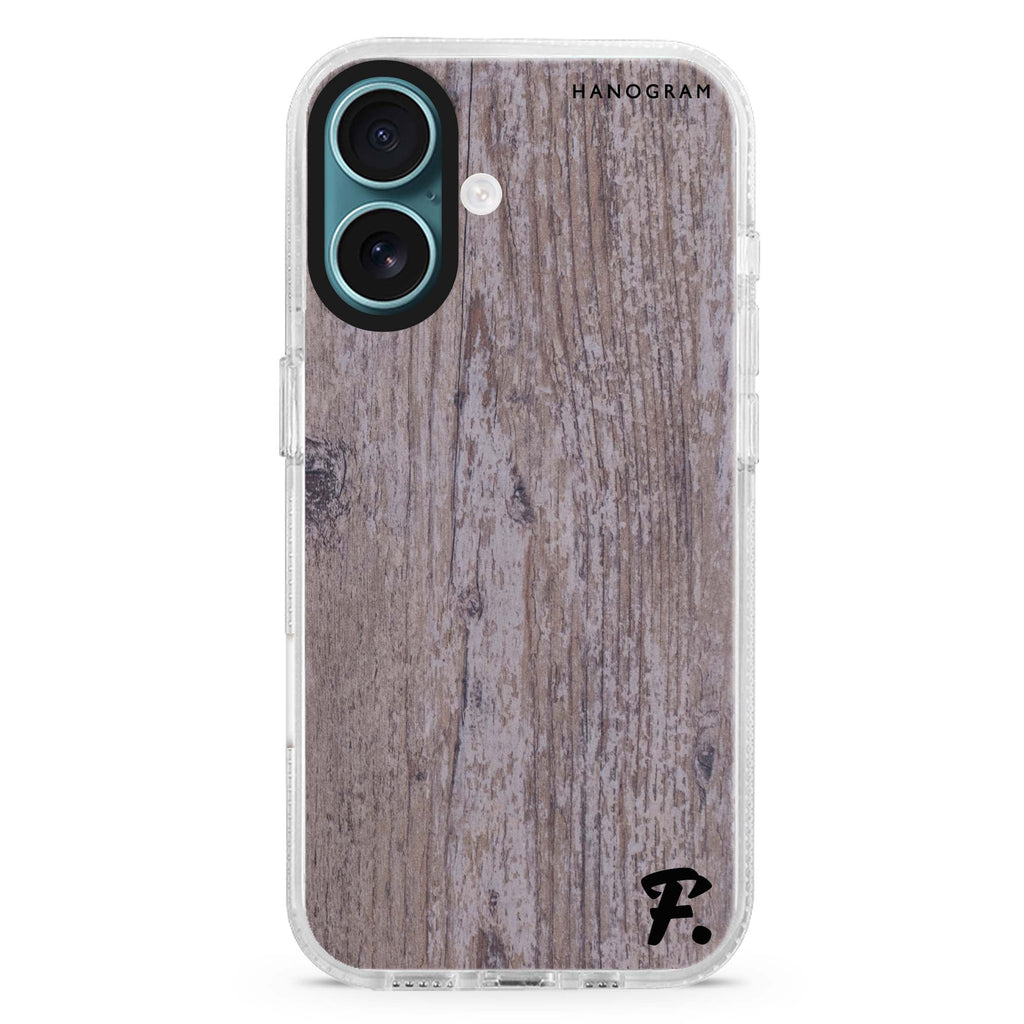 Timber custom name iPhone 16 and 16 Plus ultra clear case, transparent graphic artwork, front product view