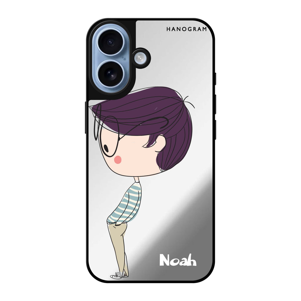 Reflective iPhone 16 Mirror Case –Boy kissing Design