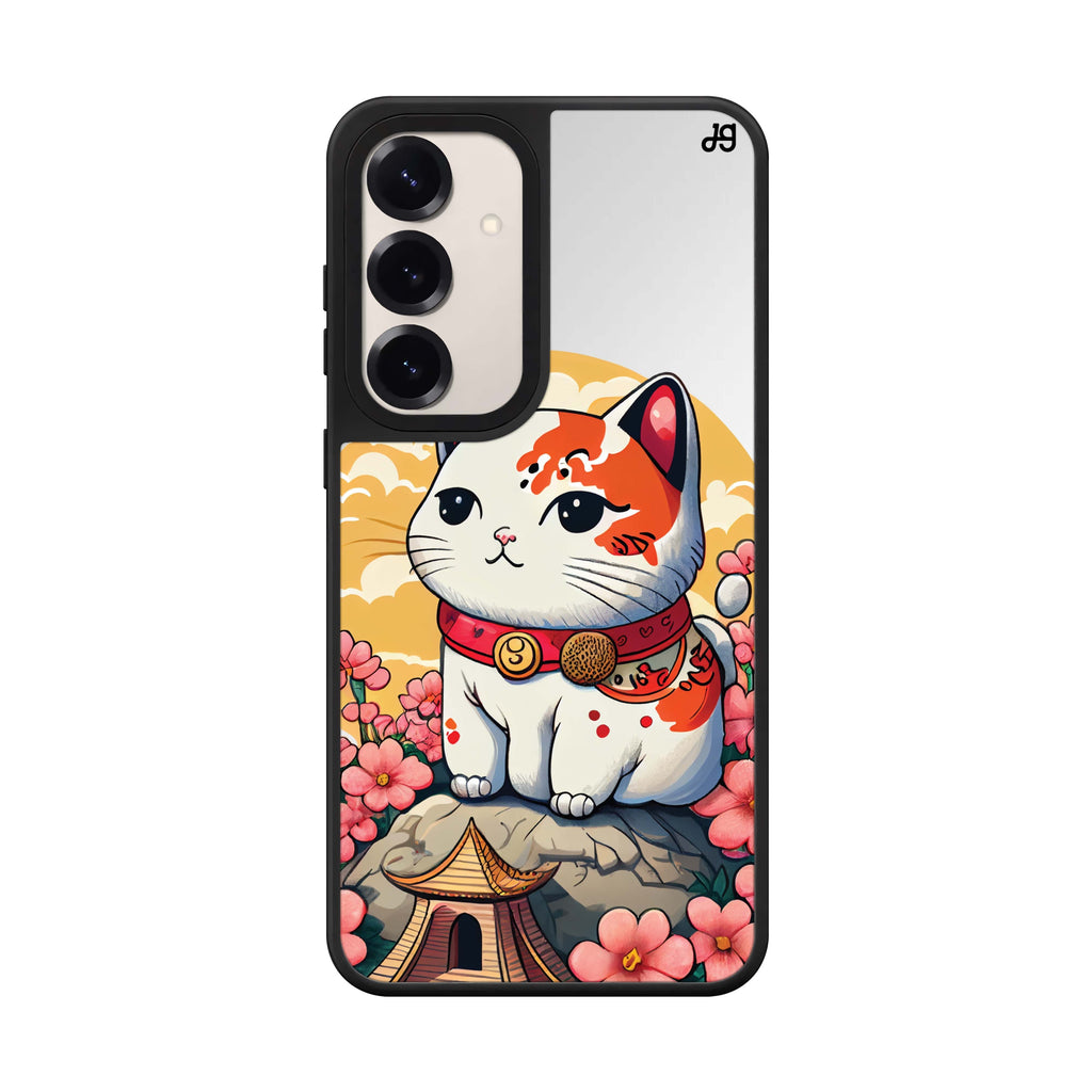 Cat Flowers Samsung Galaxy mirror case front view