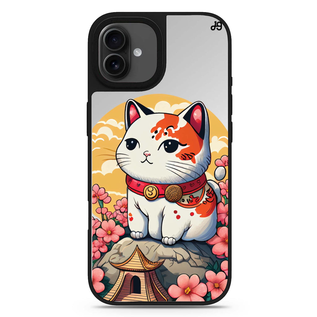Cat & Flowers floral design iPhone 17 mirror case