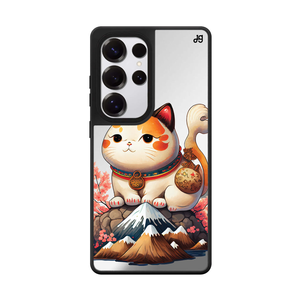 Kawaii Cat Samsung Galaxy S25 S24 S23 Ultra mirror case, front view