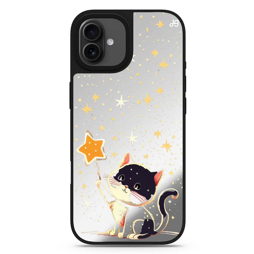 Cat & Star celestial design iPhone 17 mirror case