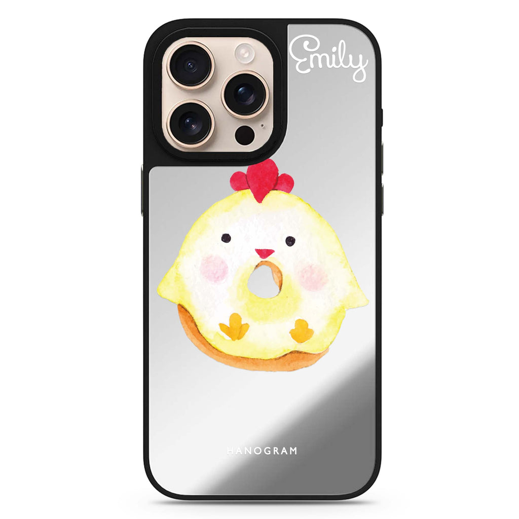 Sweet Donut Chick personalized name food-inspired design iPhone 16/15/14 Pro Max & Pro mirror case