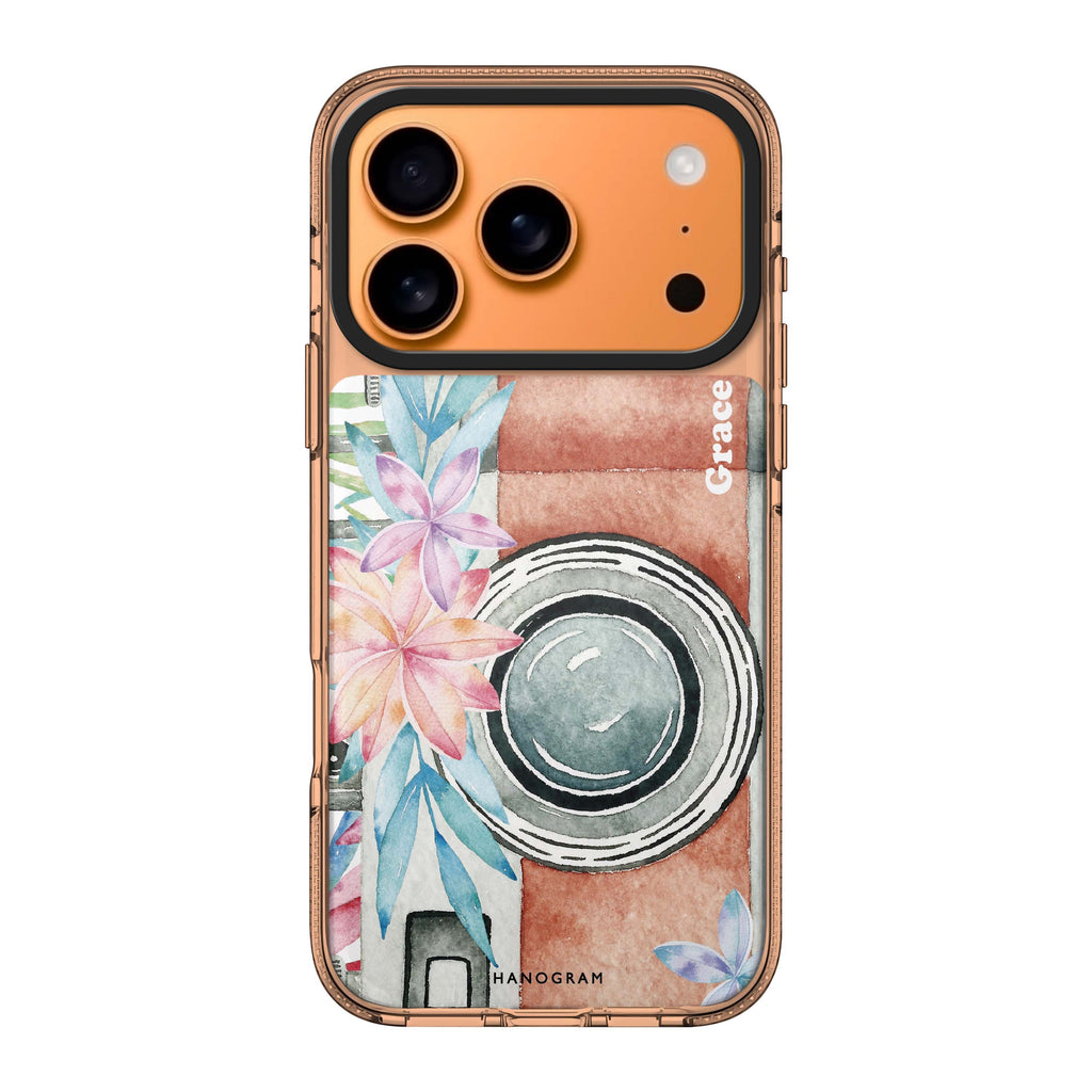 Watercolor Camera personalized name graphic watercolor iPhone 17 Pro Max ultra clear case