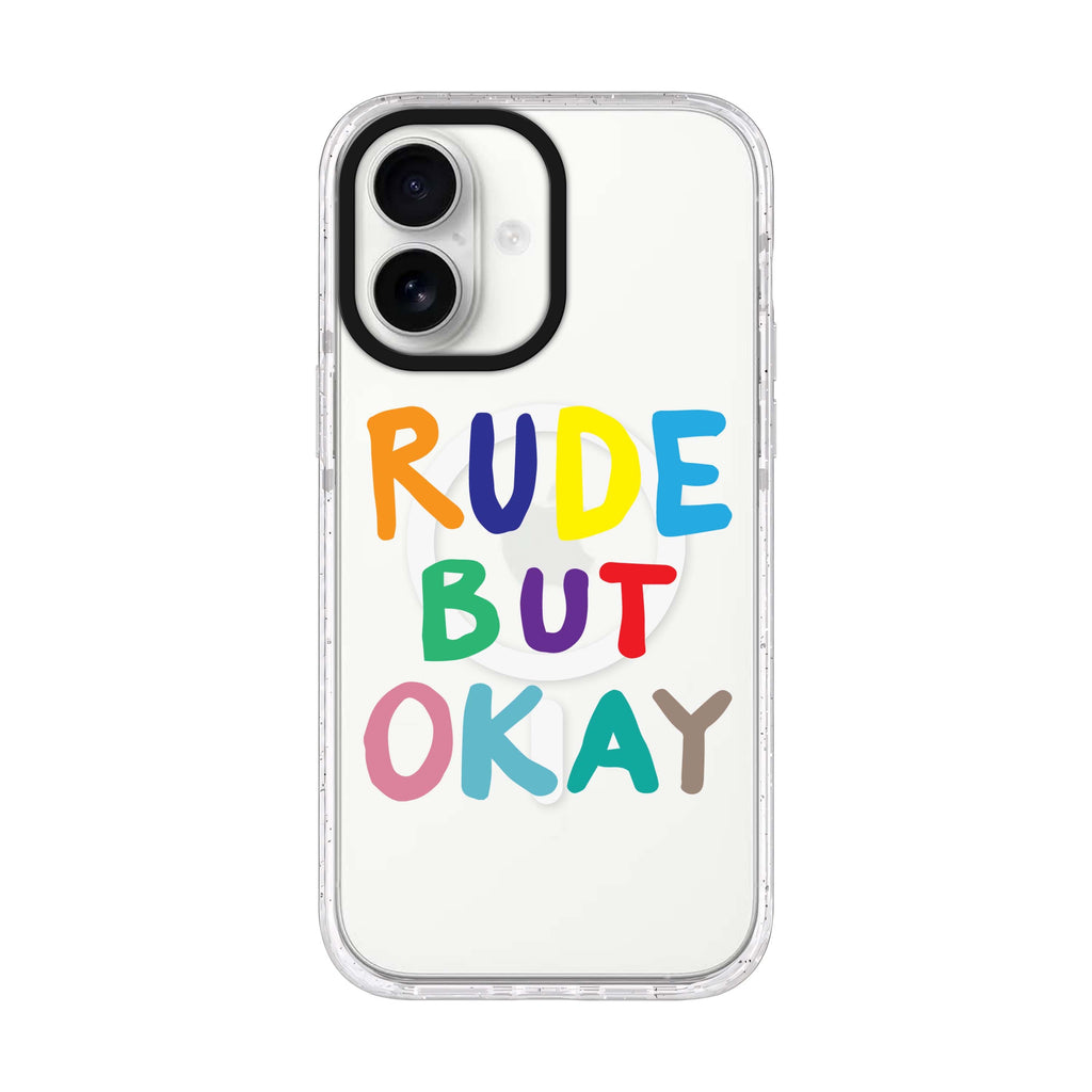 Rude but OKAY iPhone 17 ultra clear MagSafe case, front product view