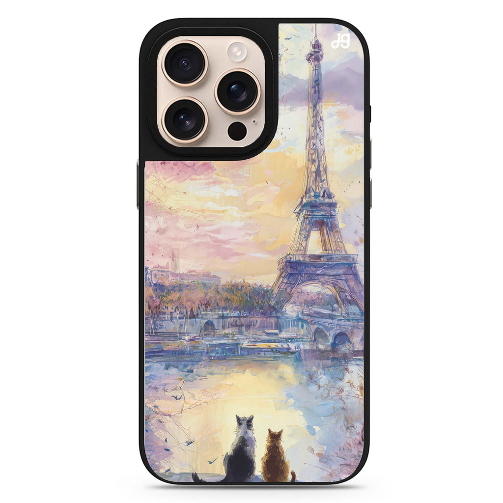 Paris Sunset Cats cat design iPhone 16/15/14 Pro Max & Pro mirror case