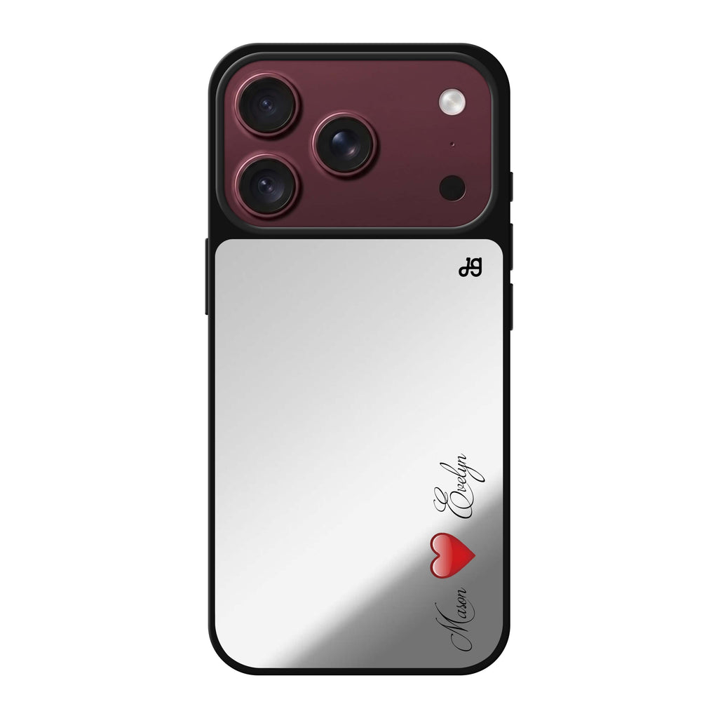You & Me personalized name typography iPhone 18 Pro Max mirror case