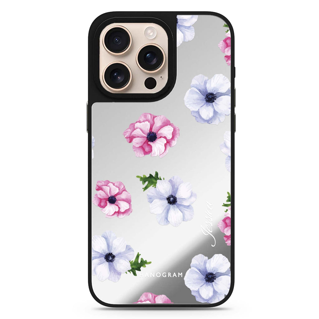 Ideal Floral personalized name floral design iPhone 16/15/14 Pro Max & Pro mirror case