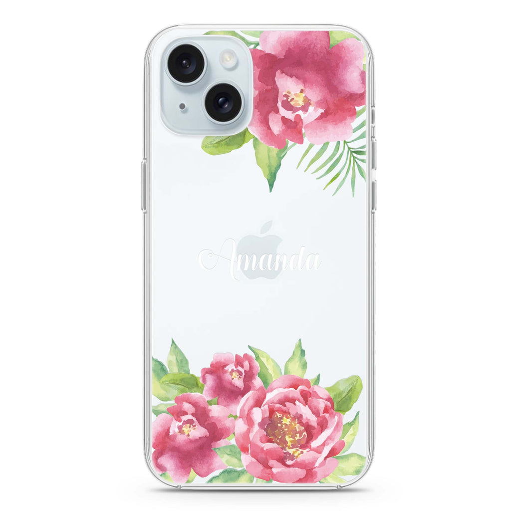 Watercolor Paeonia iPhone 15 plus Ultra Clear Case