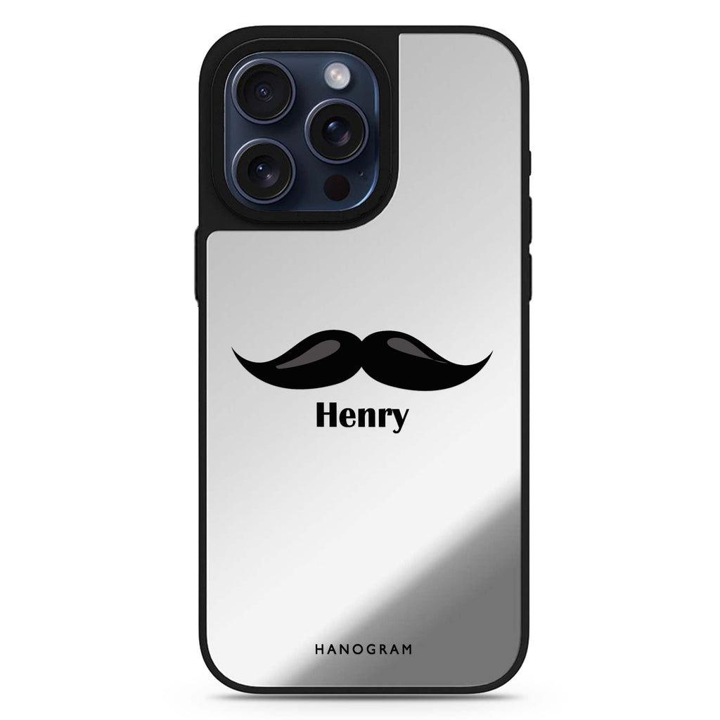 Moustache personalized name MagSafe mirror case for iPhone 16/15/14 Pro Max and Pro, main view
