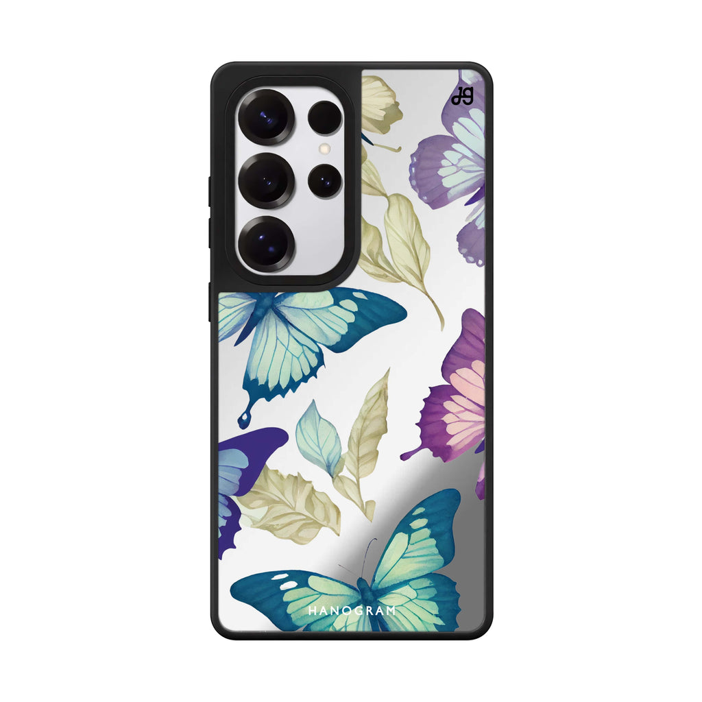 Beautiful Butterfly Samsung Galaxy S25 S24 S23 Ultra mirror case, front view