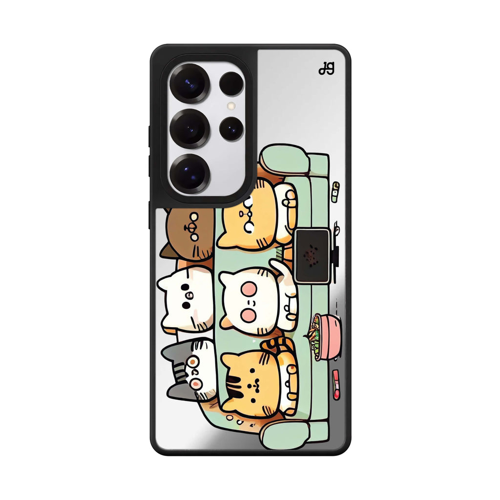 Tv Cats Samsung Galaxy S25 S24 S23 Ultra mirror case, front view