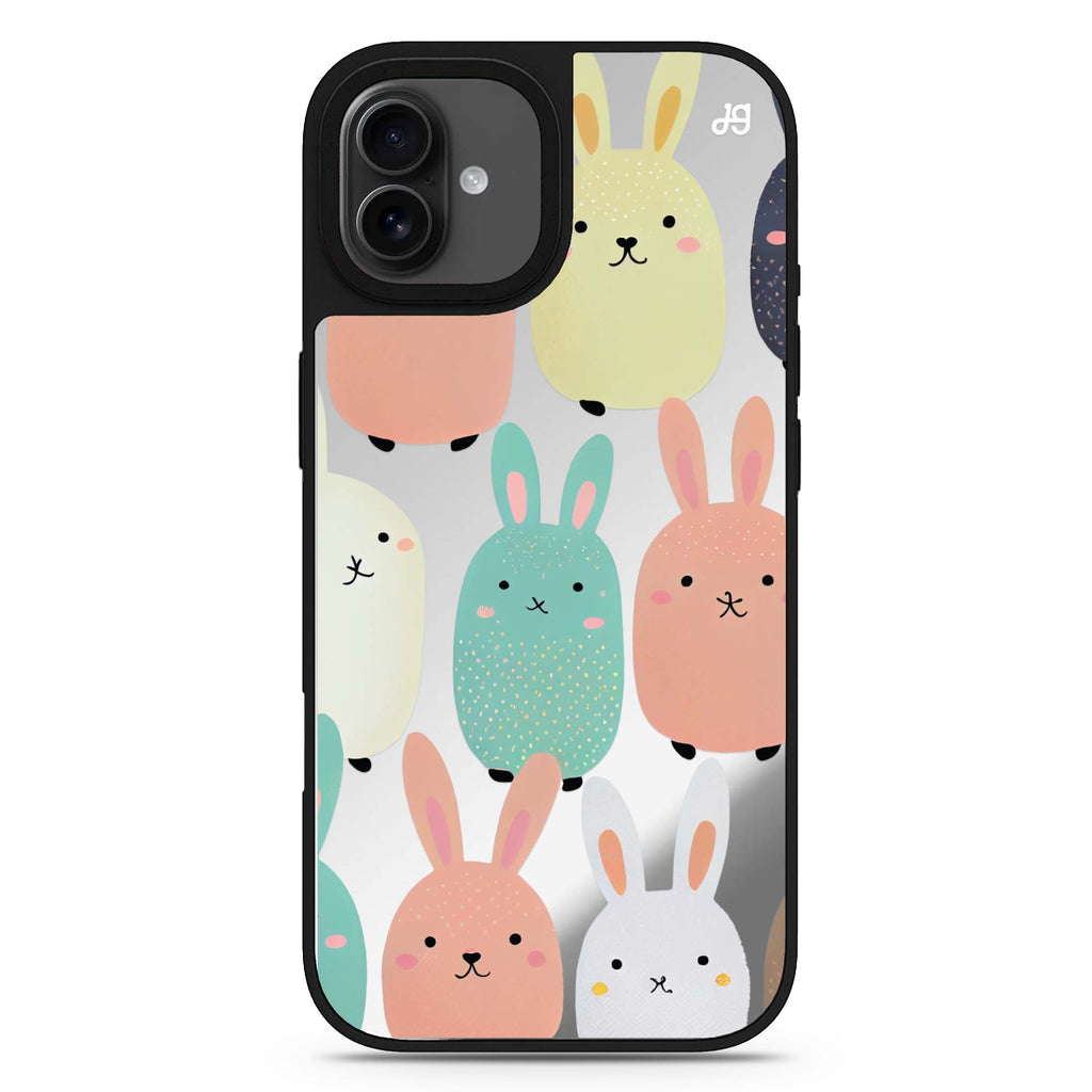 Cute Bunny animal design iPhone 17 mirror case