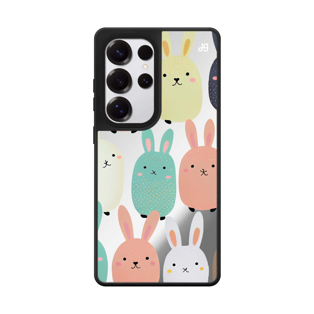 Cute Bunny Samsung Galaxy S25 S24 S23 Ultra mirror case, front view