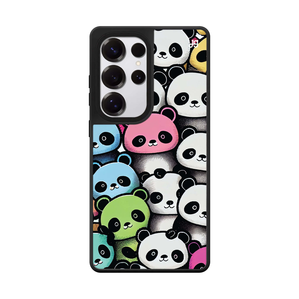 Cute Pandas Samsung Galaxy S25 S24 S23 Ultra mirror case, front view