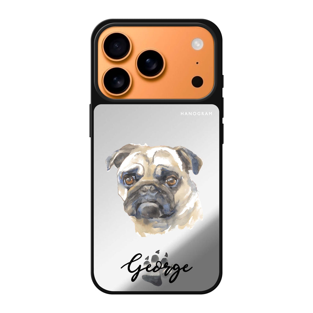 Pug personalized name dog animal iPhone 17 Pro Max mirror case