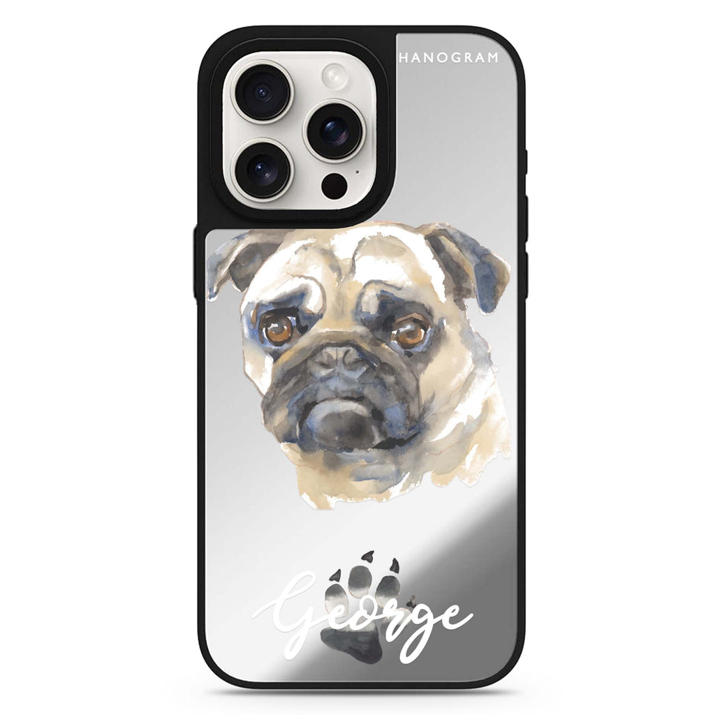 Pug personalized name MagSafe mirror case for iPhone 16/15/14 Pro Max and Pro, main view