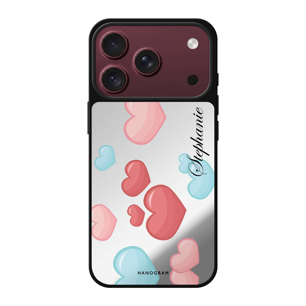 Full Love personalized name valentines heart romantic iPhone 18 Pro Max mirror case