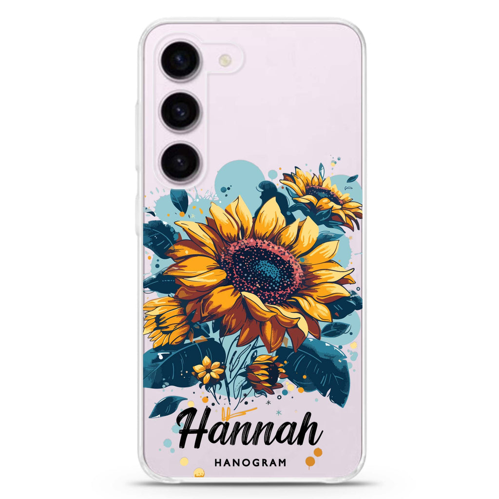 Sun-Kissed Petals personalized ultra-clear case for Samsung Galaxy S23/S22, front view