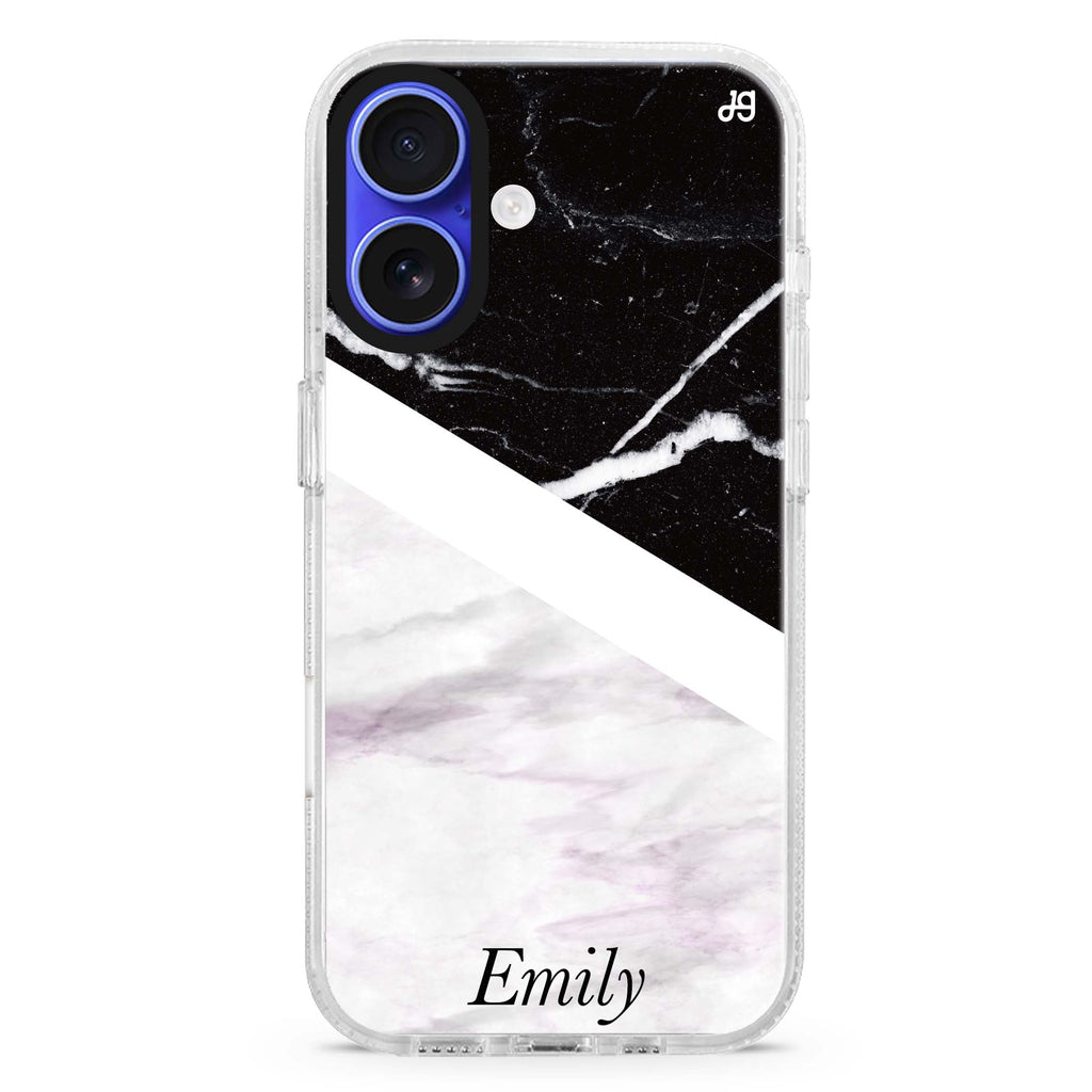 Black & White Marble MagSafe Compatible iPhone 16 Ultra Clear Case - Personalized and Stylish Protection