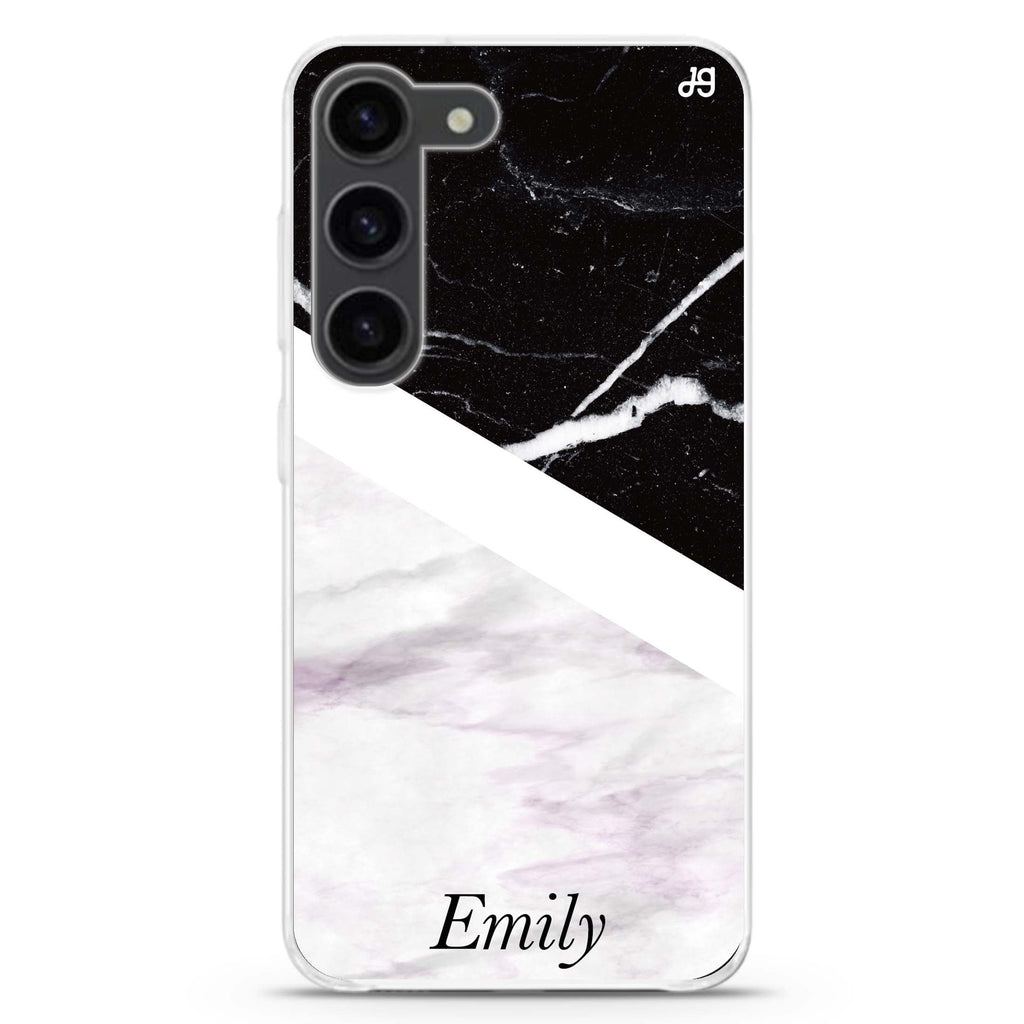 Black & White Marble personalized ultra-clear case for Samsung Galaxy S23/S22, front view
