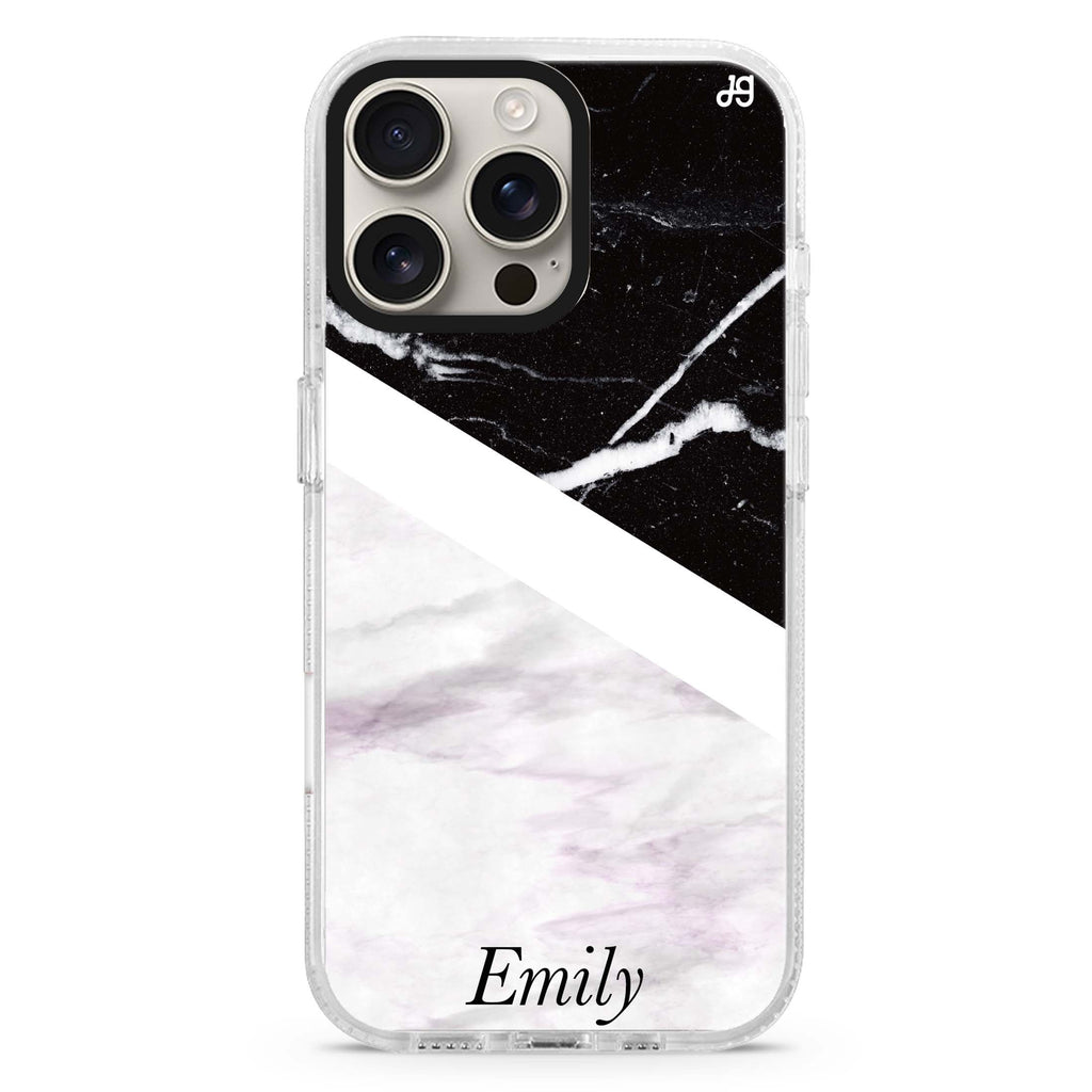 Black & White Marble MagSafe Compatible iPhone 16 Pro Ultra Clear Case - Personalized and Stylish Protection