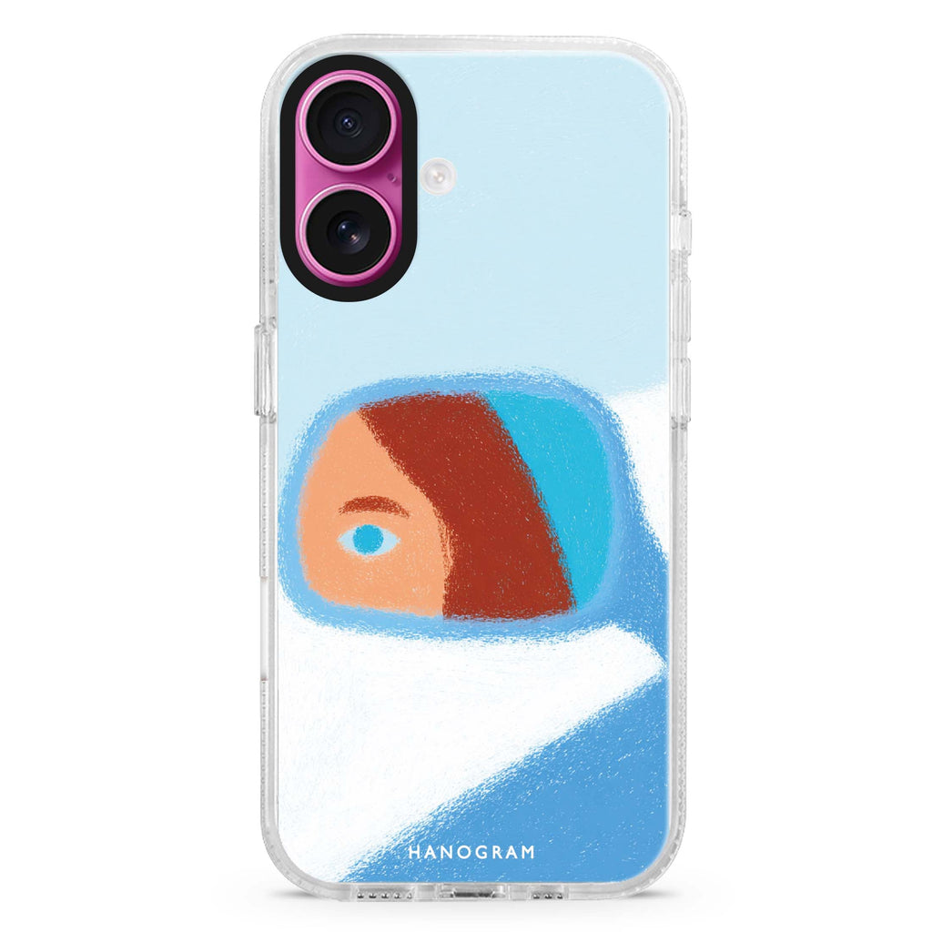 Rearview Daydream iPhone 16 and 16 Plus ultra clear case, transparent celestial artwork, front product view