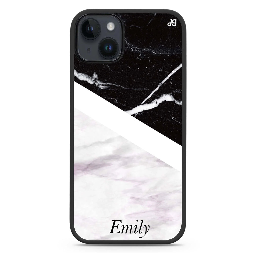 Black & White Marble iPhone 15 Impact Guard Bumper Case