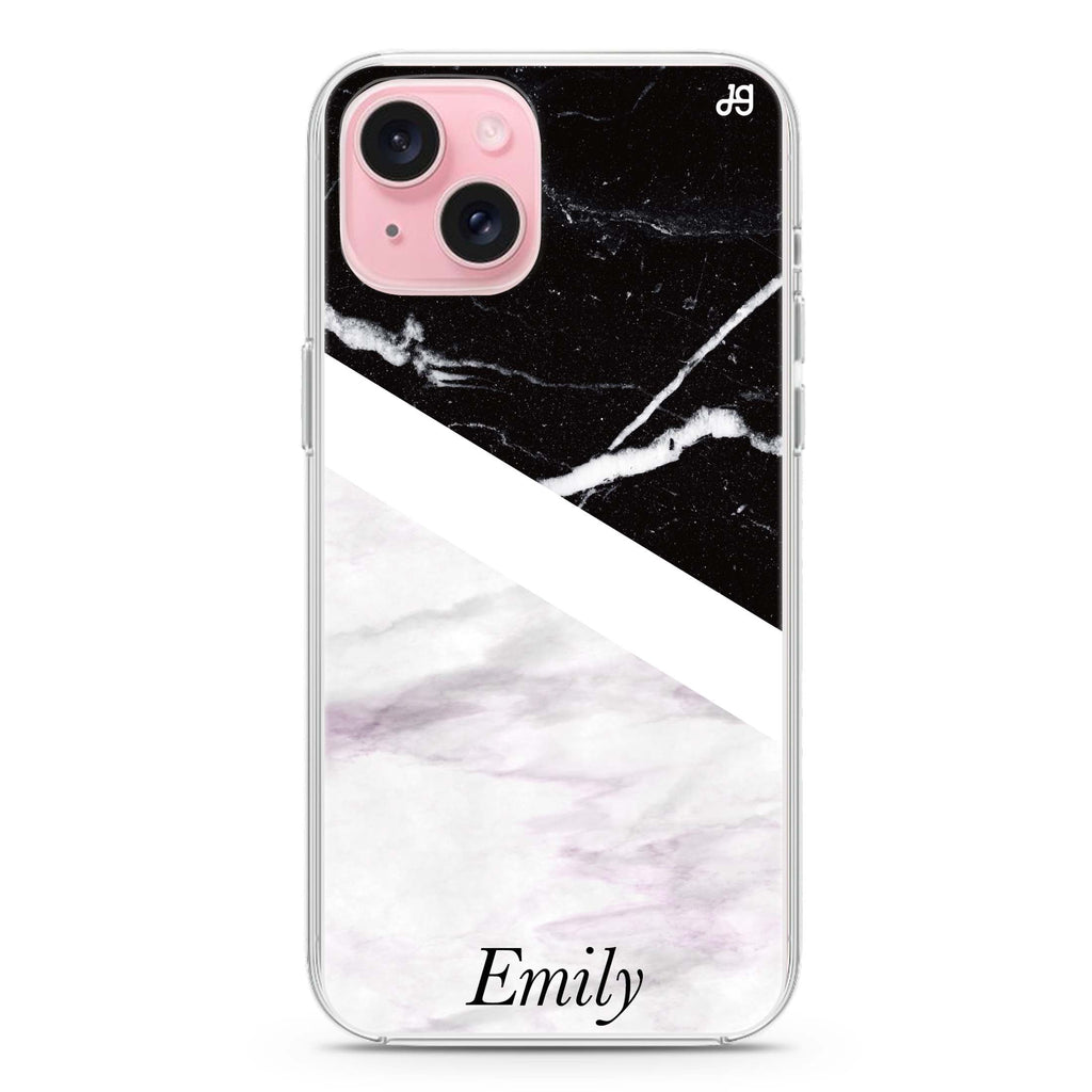 Black & White Marble iPhone 15 plus Ultra Clear Case