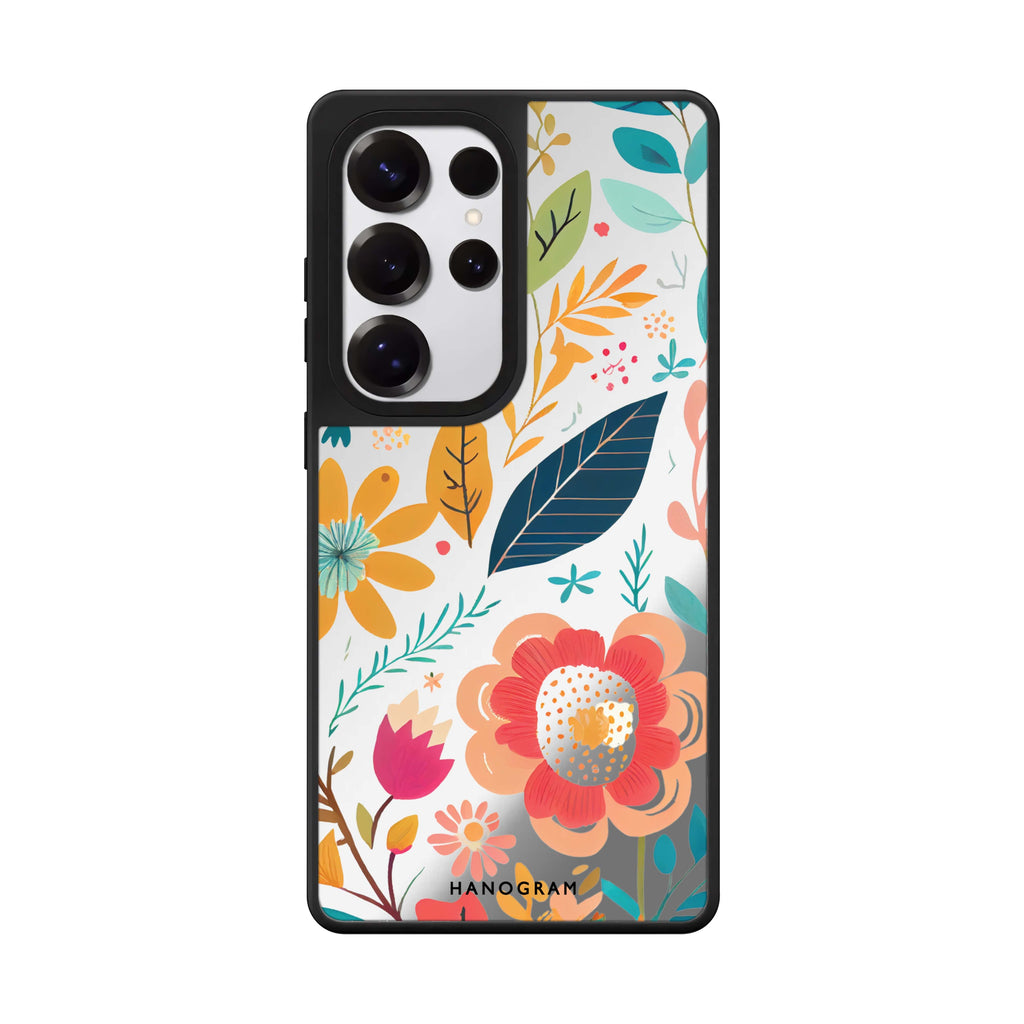 Pretty Florals Samsung Galaxy S25 S24 S23 Ultra mirror case, front view