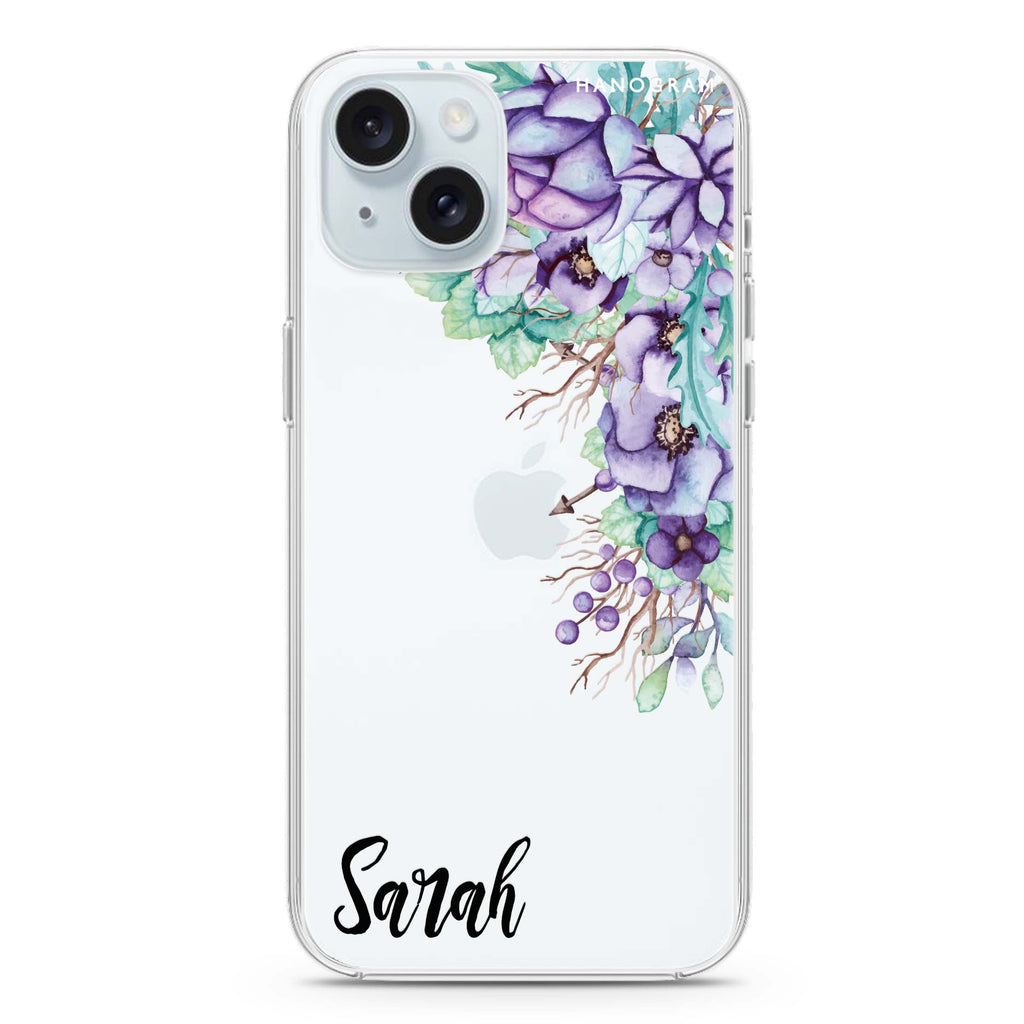 Purple Floral iPhone Ultra Clear Case