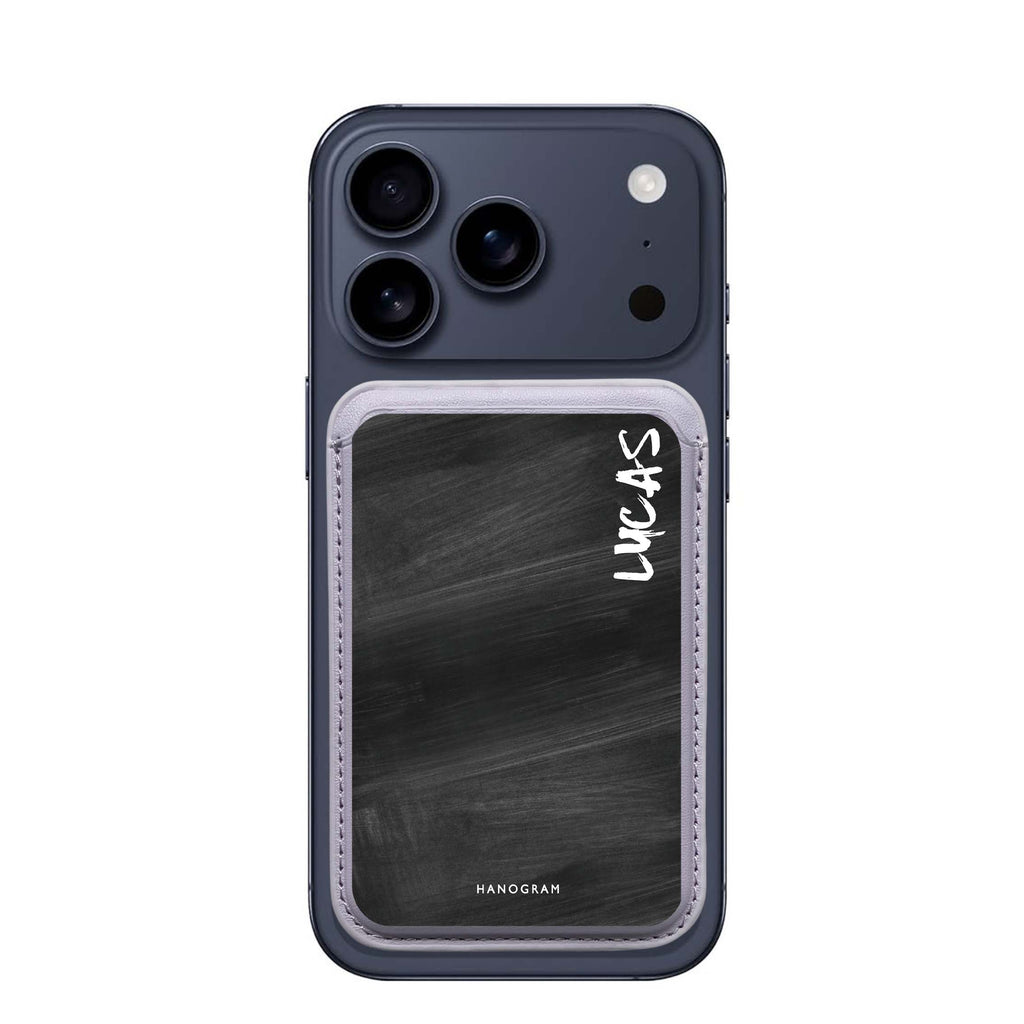 Burst Black custom name MagSafe wallet for iPhone, personalized magnetic card holder, main view