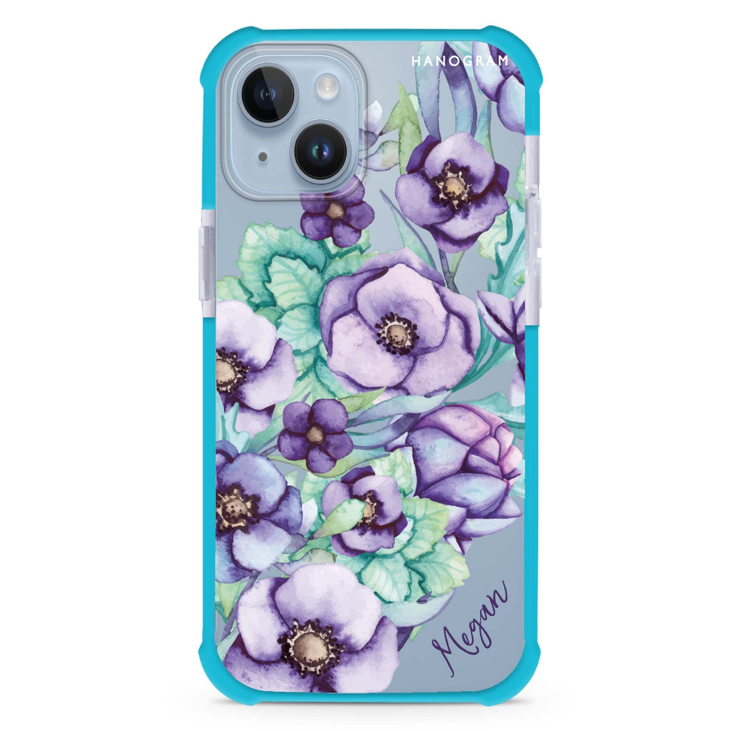 Purple Floral II iPhone 15 Plus Ultra Shockproof Case
