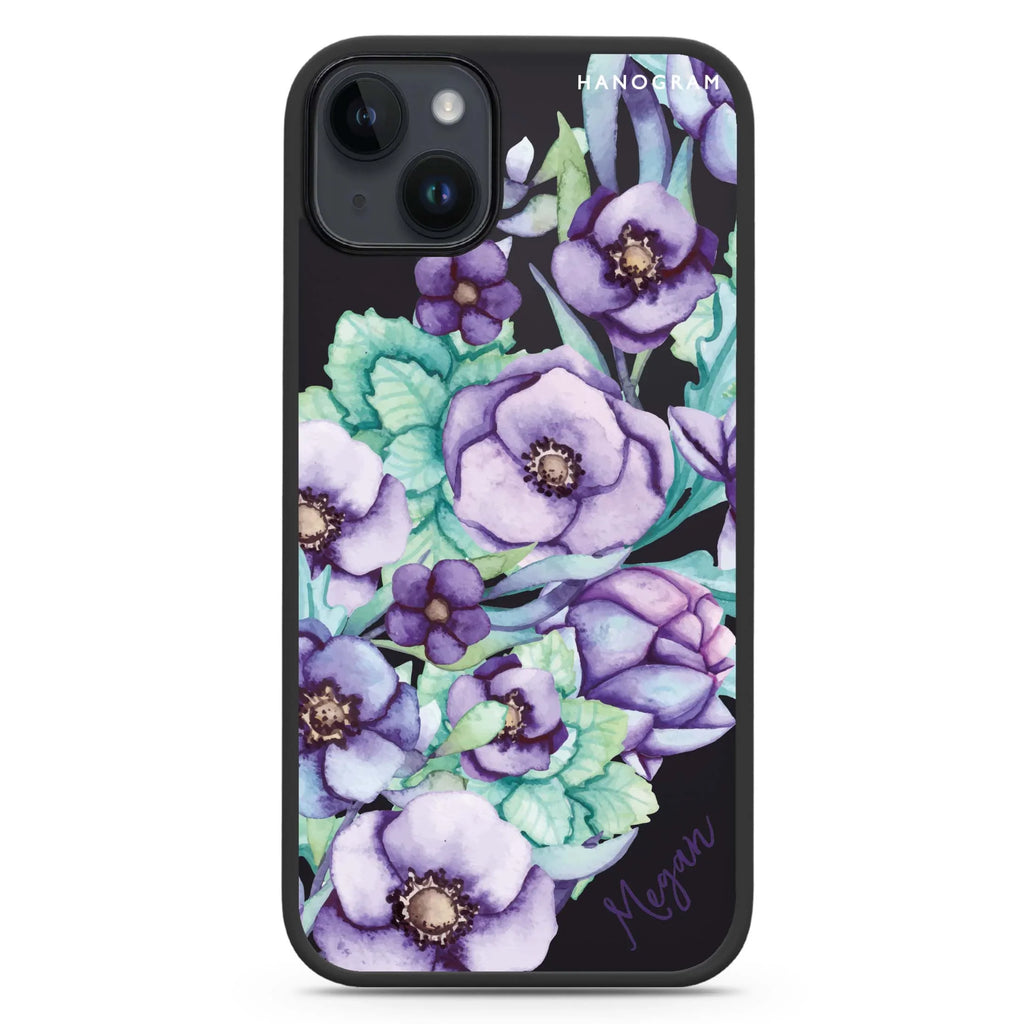 Purple Floral II iPhone 15 Impact Guard Bumper Case