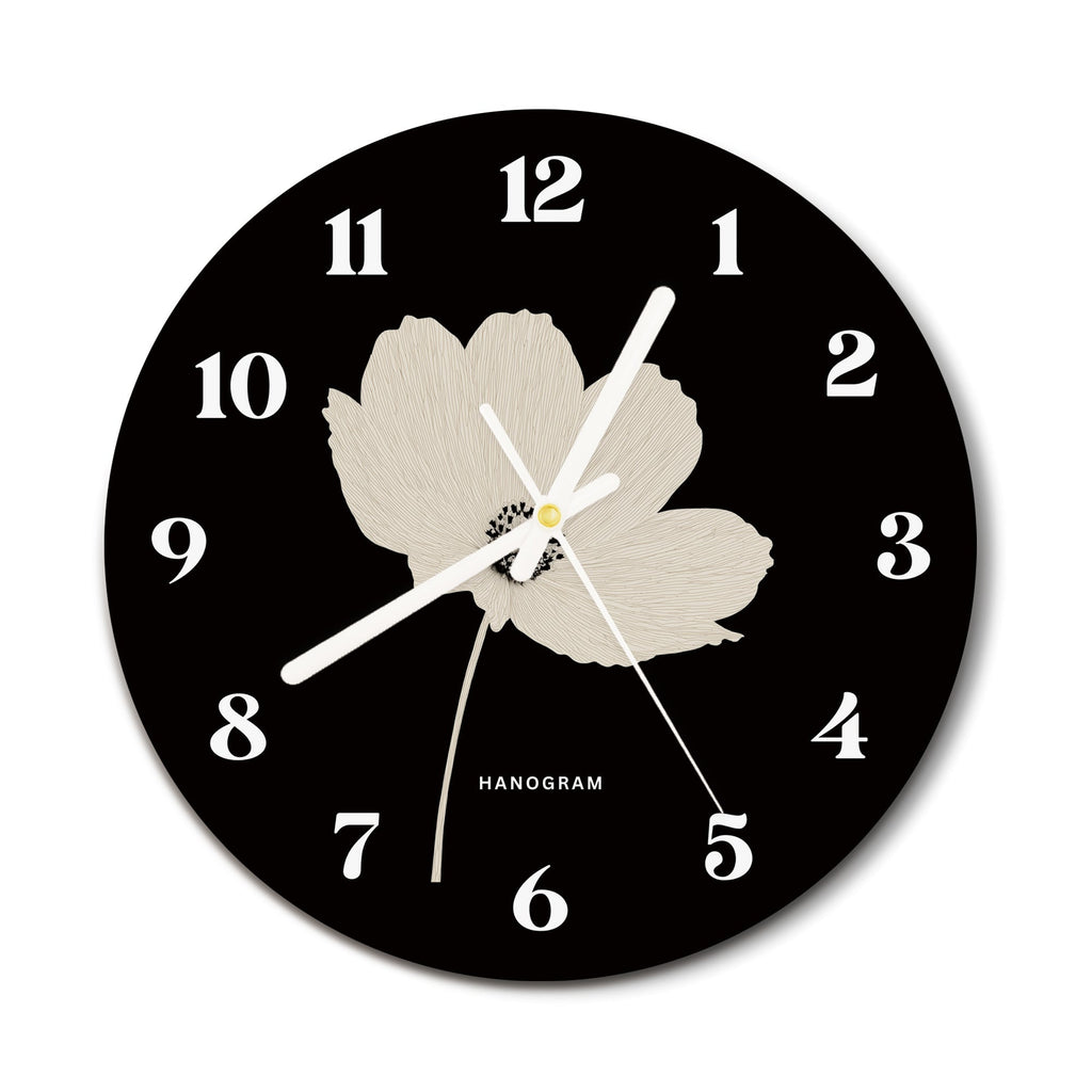 Ivory Blossom Noir premium glass wall clock, floral home decor clock, main view