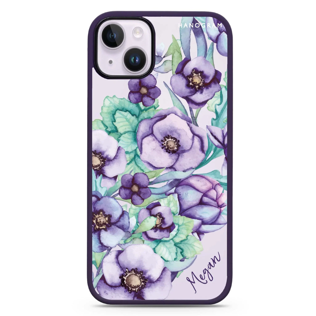 Purple Floral II iPhone 15 Plus Impact Guard Bumper Case