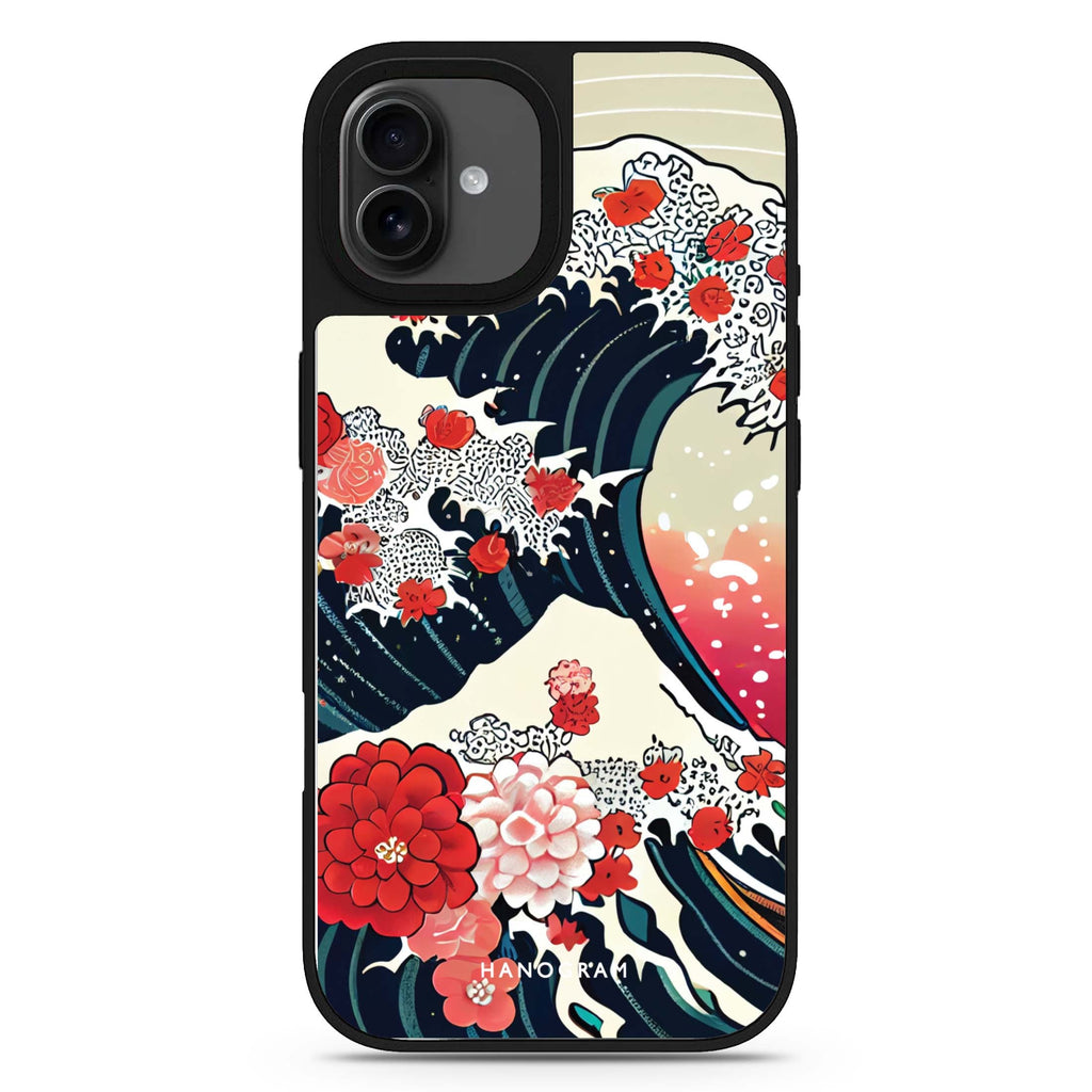 Waves & Flowers floral pattern iPhone 17 mirror case